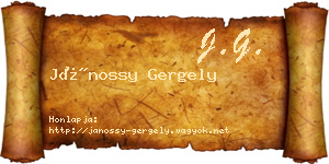 Jánossy Gergely névjegykártya