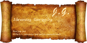 Jánossy Gergely névjegykártya
